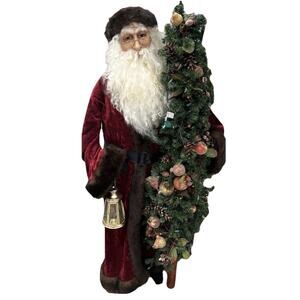 Northern lights Santa Claus 60” Standing Wooden Figure & Christmas Tree & Lamp
